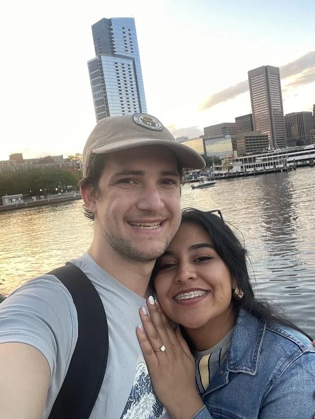 Matthew and Dalia by Baltimore’s harbor